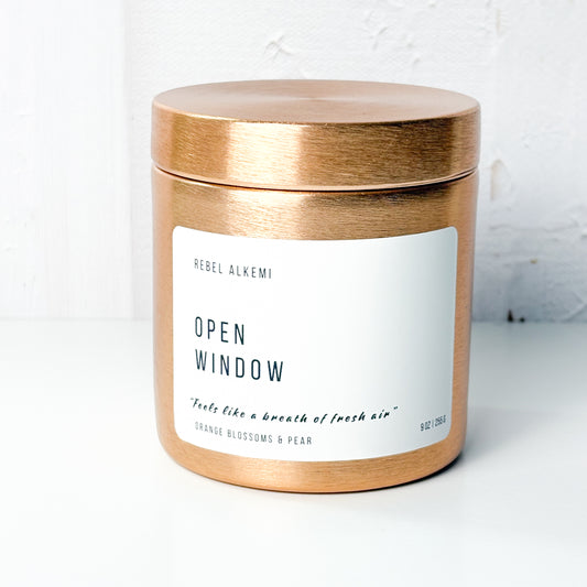Rebel Alkemi Open Window Candle copper jar on a white background