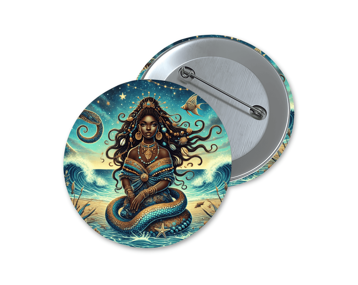 Mami Wata Button Pin - Rebel Alkemi